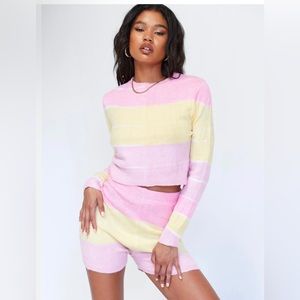 Princess Polly Pink and Yellow Striped Pajama Set